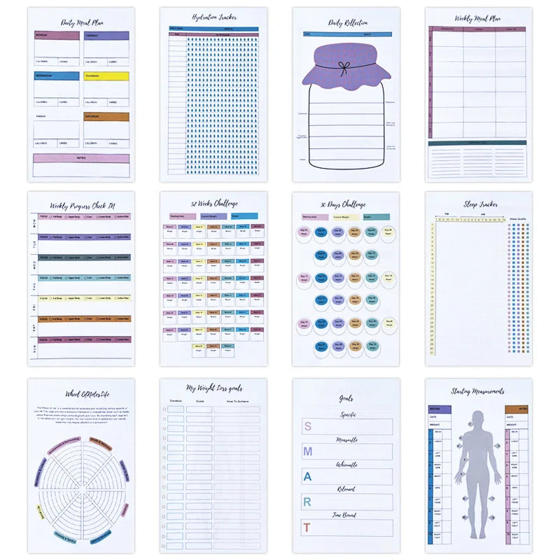 Bview Art Weight Loss Planner & Journal - Fitness Diet Tracker Notebook for Goal Setting, Healthy Lifestyle Organizer