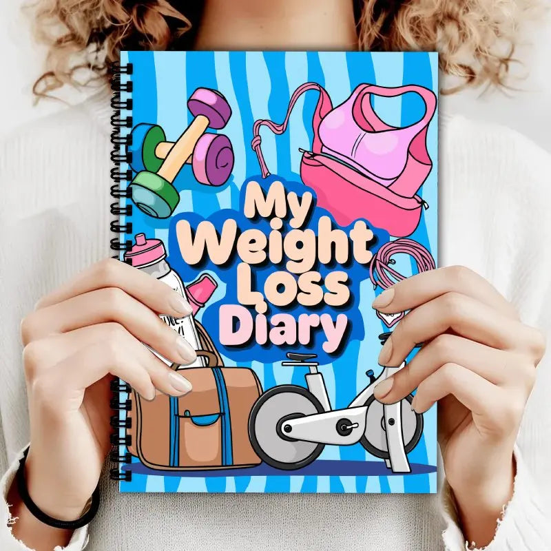 A5 Weight Loss Diary with Fitness Equipment Design,Daily and Weekly Diet Trackers,Gradual Diet Plans, Motivational Goal Trackers