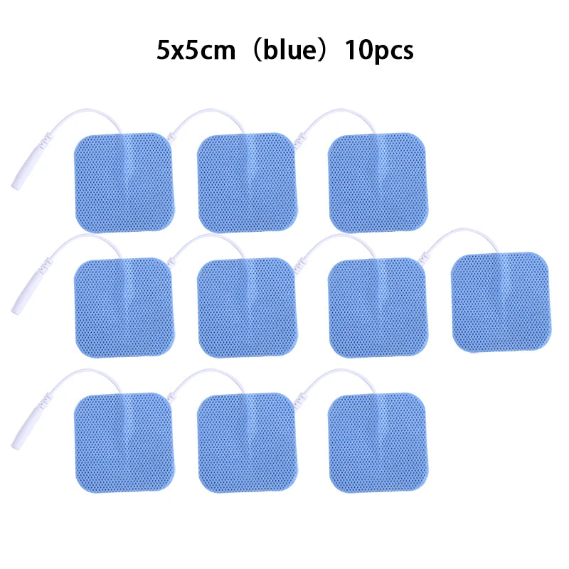 10Pcs 2mm Plug Non-woven Fabric Reusable Self Adhesive Electrode Pads Conductive Gel Pad Body Digital  Massager
