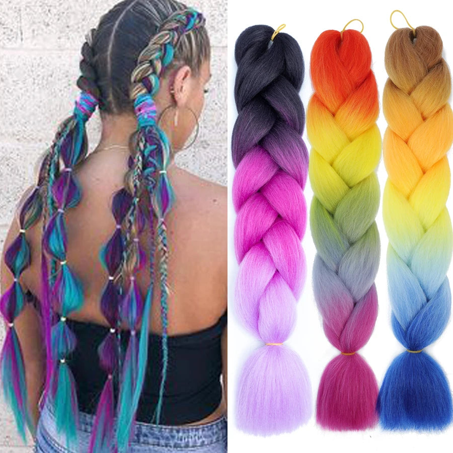 Super Long 165G 200cm Hair Synthetic Jumbo Braiding Hair Extension Heat Resistant Fiber African Ombre Jumbo Braid Hair Women