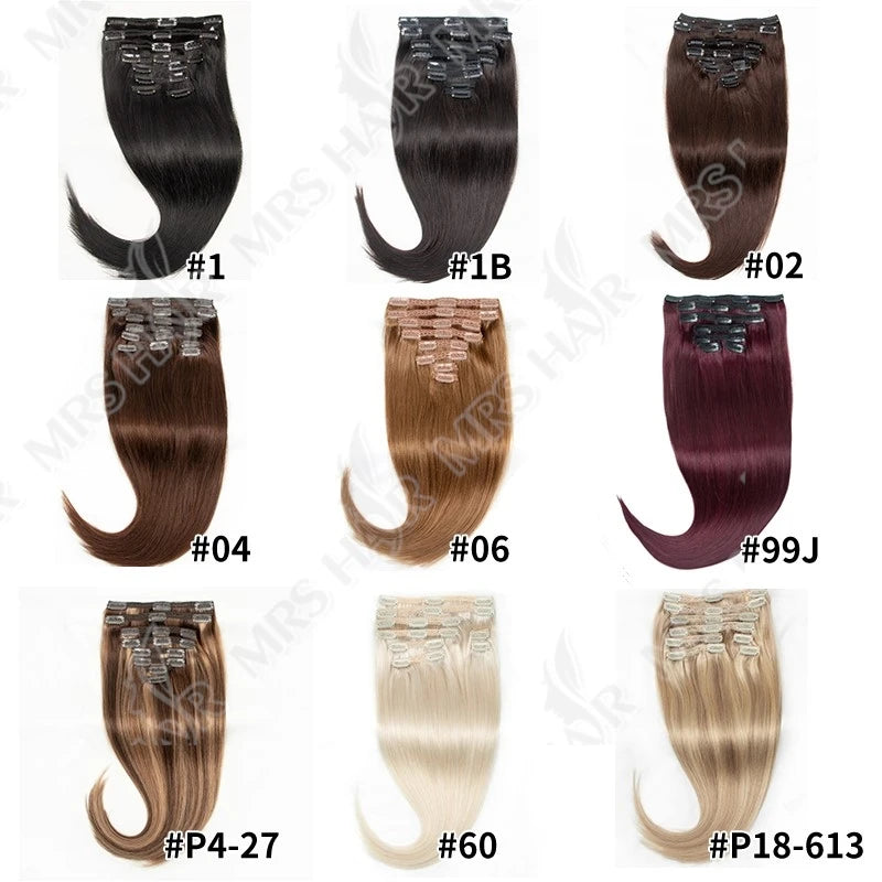 MRSHAIR Clip in Hair Extension Human Hair Real Natural Clip in Hair Extension Double Weft Full Head 7PCS Clip Ins For Add Volume