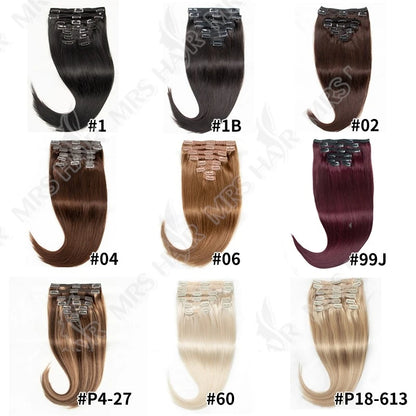 MRSHAIR Clip in Hair Extension Human Hair Real Natural Clip in Hair Extension Double Weft Full Head 7PCS Clip Ins For Add Volume