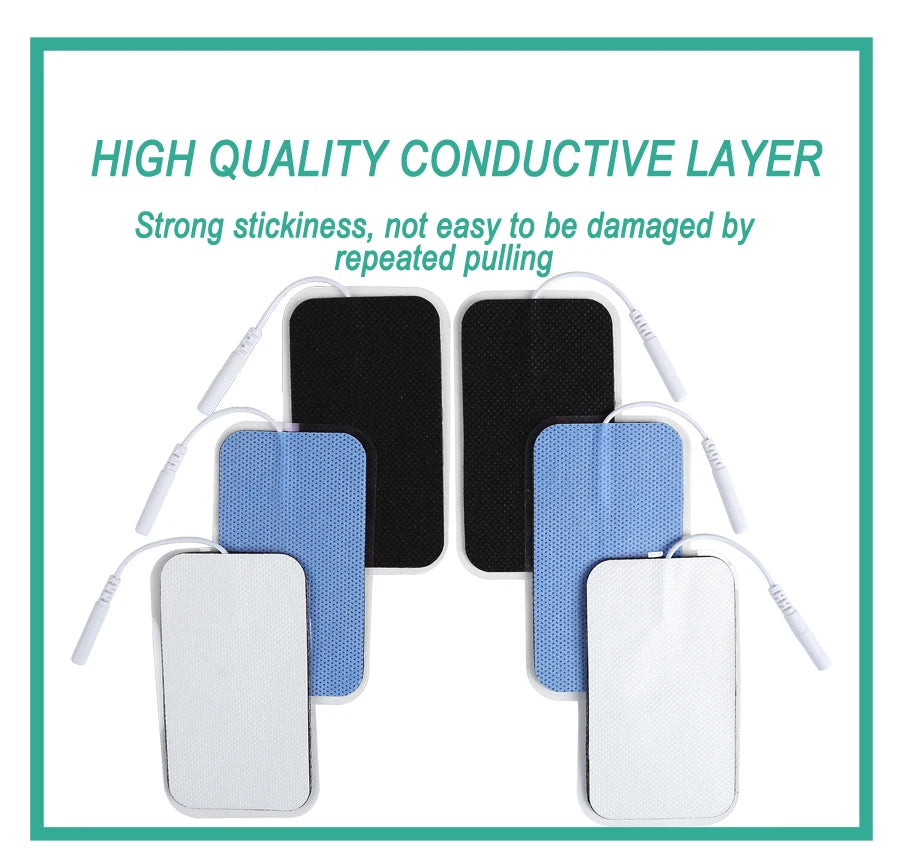 10Pcs 2mm Plug Non-woven Fabric Reusable Self Adhesive Electrode Pads Conductive Gel Pad Body Digital  Massager