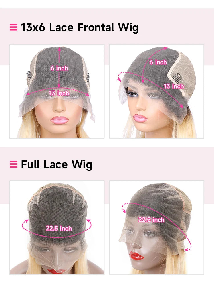 13x6 Lace Frontal Wig 1B 613 Ombre Blonde Full Lace Human Hair Wig Dark Roots Pre Plucked  Lace Front Human Hair Wigs for Women