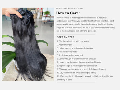 Doreen Full Head Brazilian Machine Remy Clip in Hair Extensions Human Hair 100% Real Natural Hairpiece Clips On 120G 14 To 22