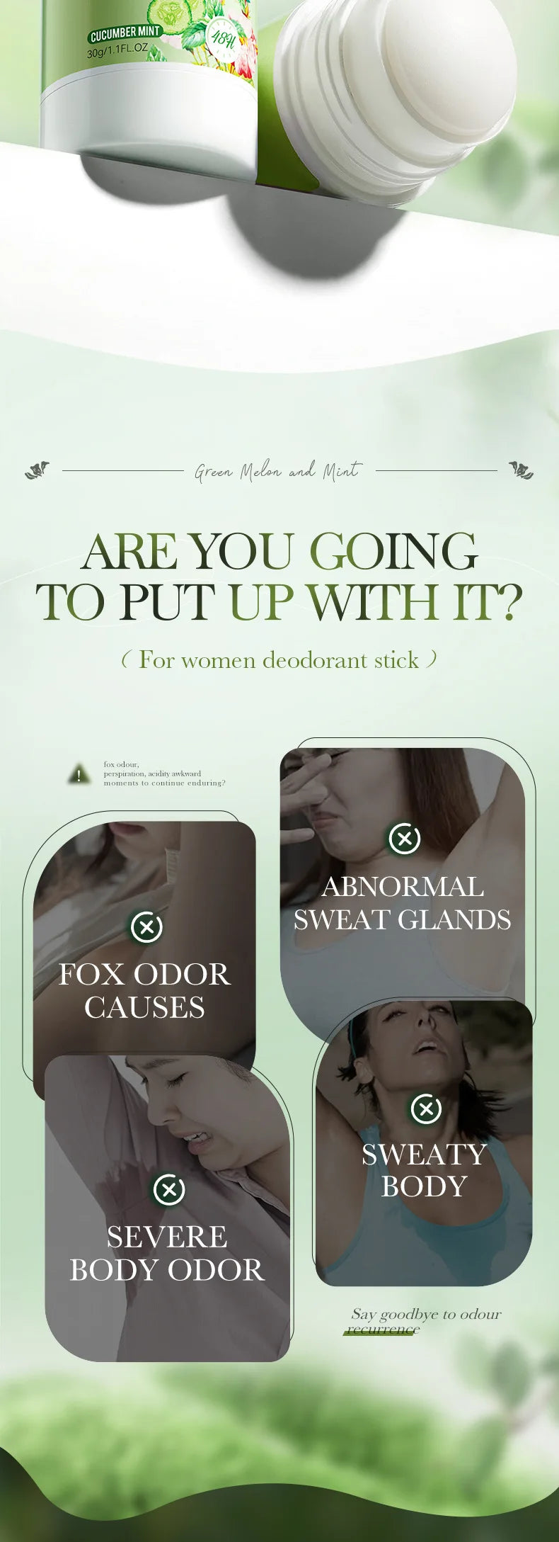 SADOER Women Anti Sweat Deodorant Roller Sweaty Body Armpits Underarm Neck Reduces Odor Refreshing Stop Sweating Cream