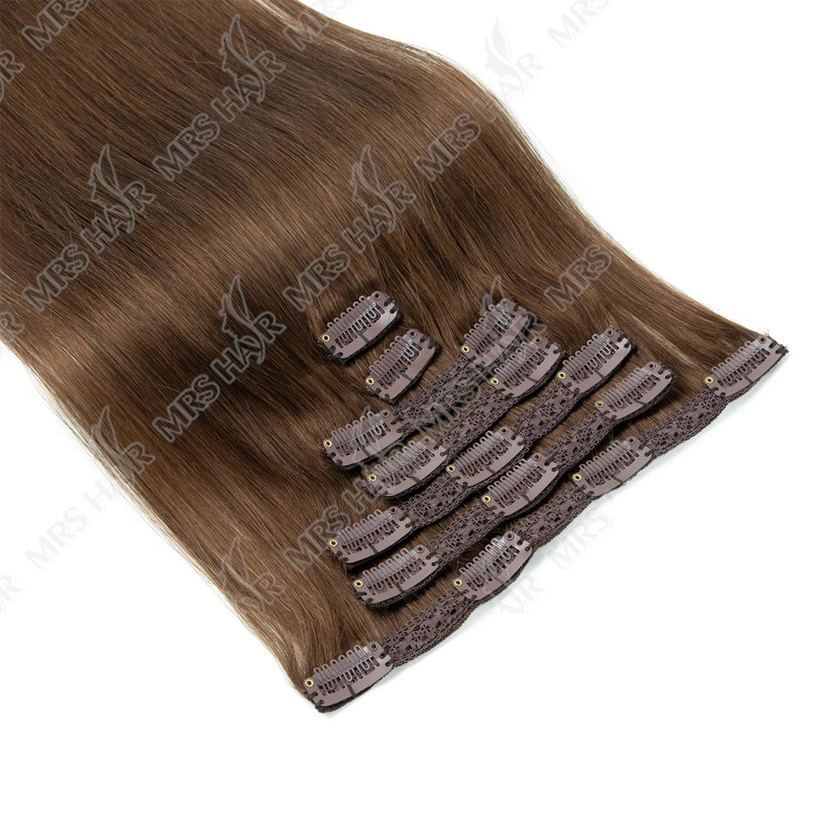 MRSHAIR Clip in Hair Extension Human Hair Real Natural Clip in Hair Extension Double Weft Full Head 7PCS Clip Ins For Add Volume