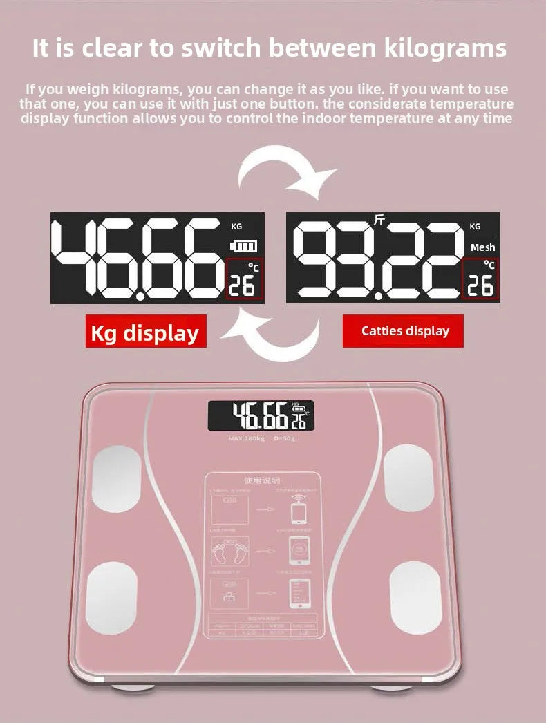 Digital Scale Professional Electronic Weight Loss Bluetooth Smarts Body Fat Analyzer with High Precision Mobile App
