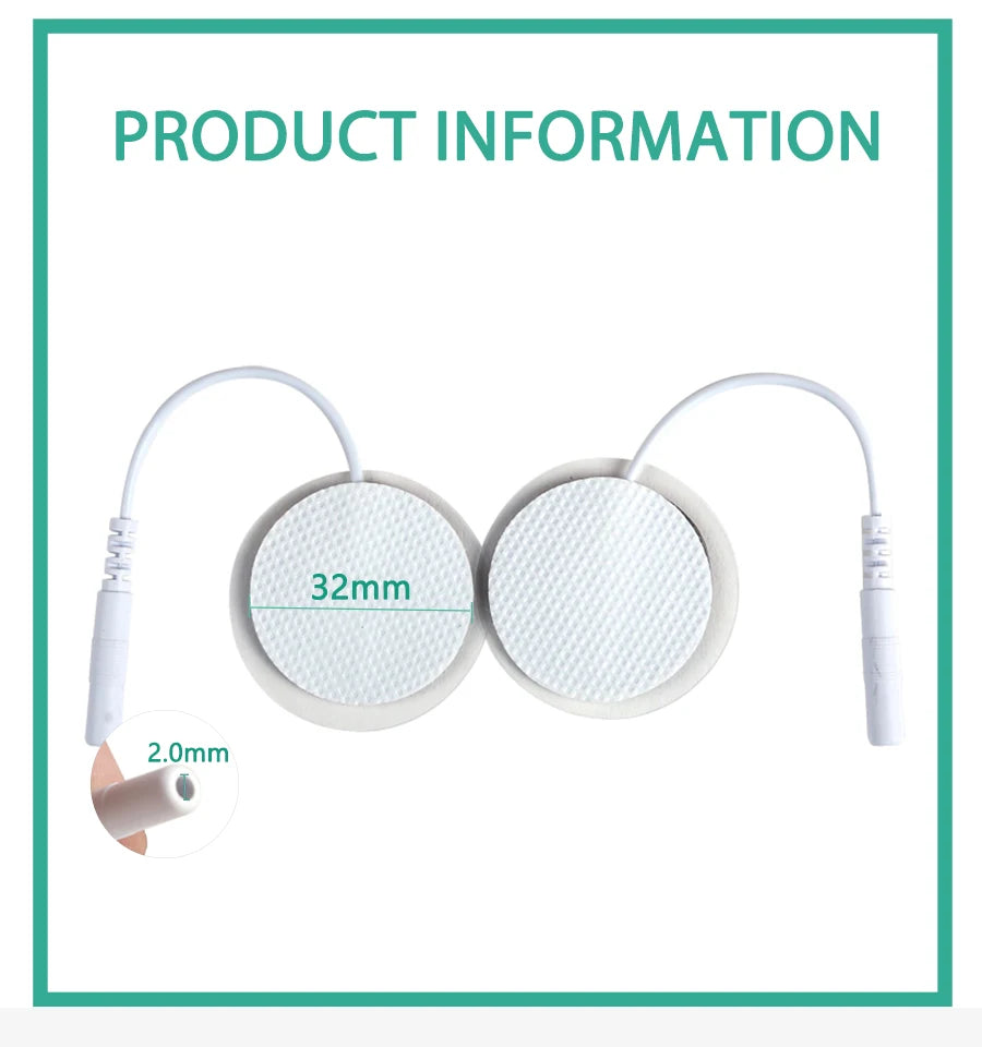 10Pcs 2mm Plug Non-woven Fabric Reusable Self Adhesive Electrode Pads Conductive Gel Pad Body Digital  Massager