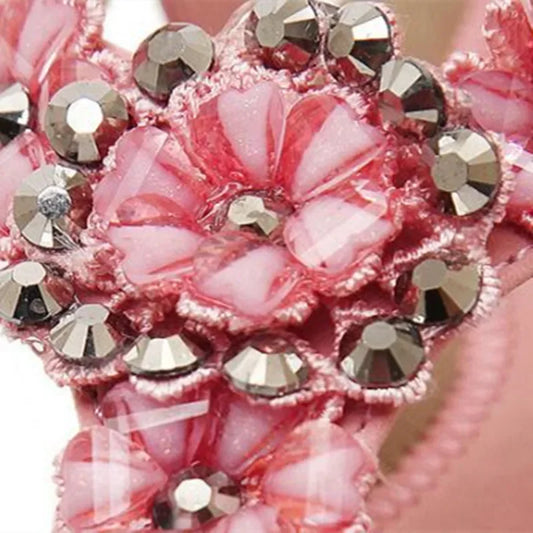 TIMETANGComfortable Flat Heel Sandals Women Large Size Summer Shoes Woman Bohemia Flowers Rhinestone Beach Ladies Shoes