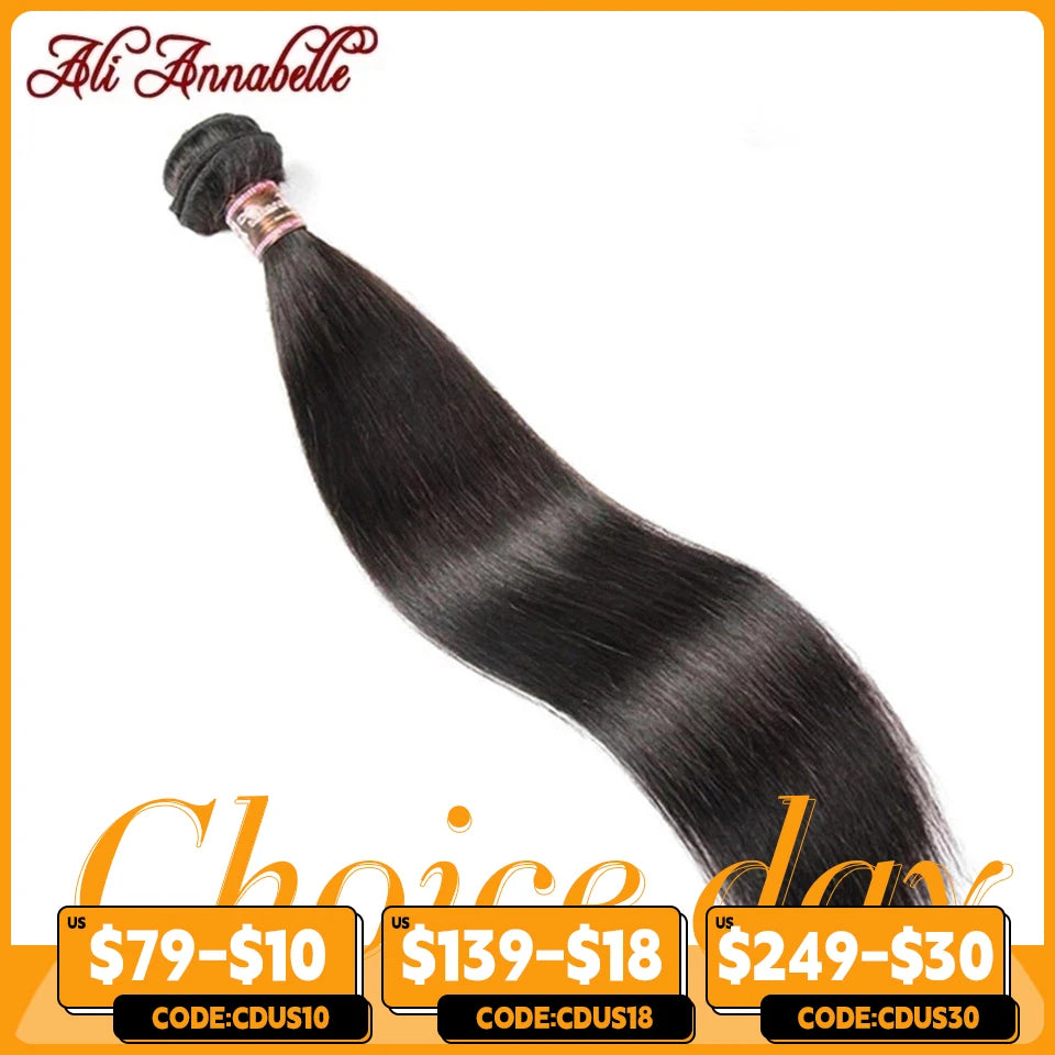 ALI ANNABELLE Straight Hair Bundles Human Hair Bundles 30 28 26 Inch 1 3 4 Bundles Deals Natural Brazilian Hair Weave Bundles
