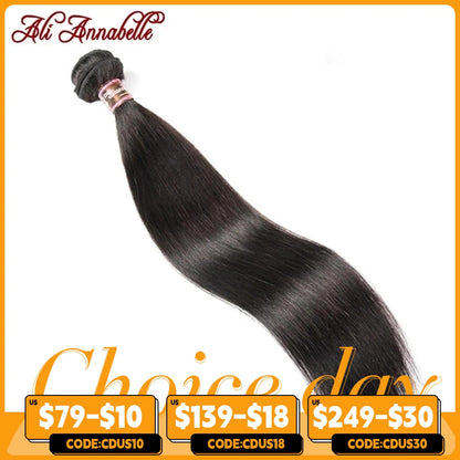 ALI ANNABELLE Straight Hair Bundles Human Hair Bundles 30 28 26 Inch 1 3 4 Bundles Deals Natural Brazilian Hair Weave Bundles