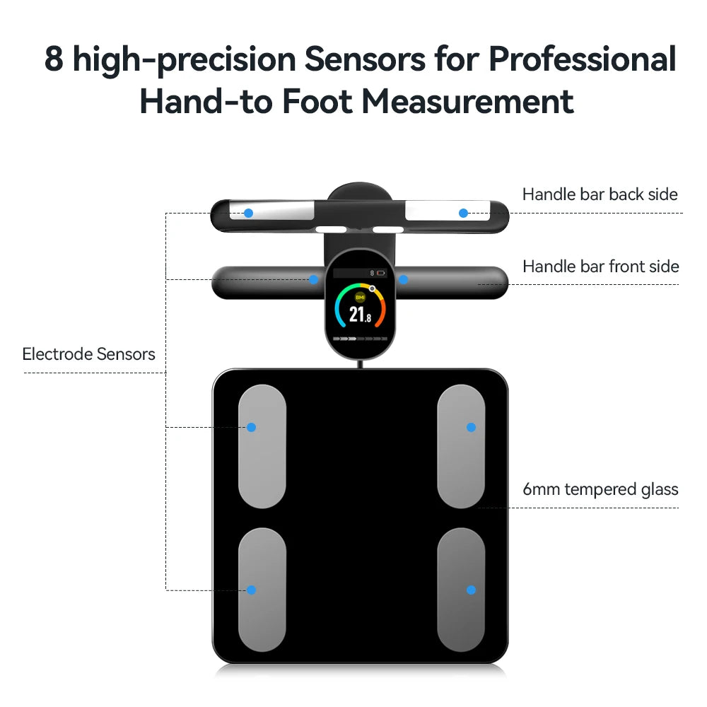 Body Composition Analyzer Professional Personal Weight Loss Fitness Scale Smart Body Fat Scale 8 Electrodes Bioimpedance Scales