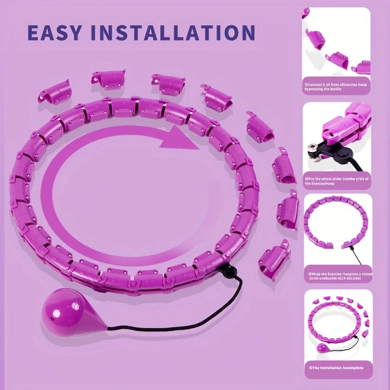 Weighted Fitness Hoop for Adults & Kids Detachable Knots Abdomen Weight Loss 2 in 1 Abdomen Fitness Weight Loss Massage