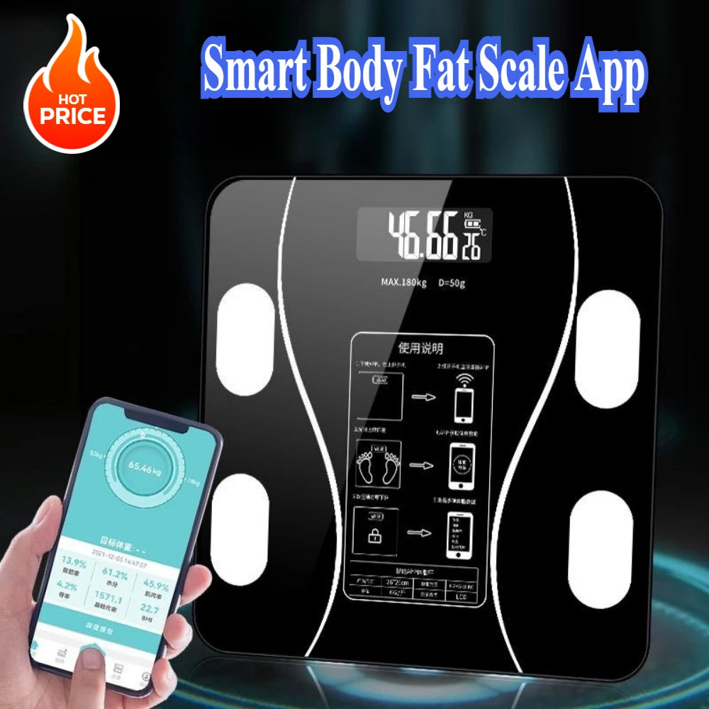 Digital Scale Professional Electronic Weight Loss Bluetooth Smarts Body Fat Analyzer with High Precision Mobile App