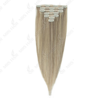 MRSHAIR Clip in Hair Extension Human Hair Real Natural Clip in Hair Extension Double Weft Full Head 7PCS Clip Ins For Add Volume