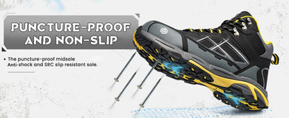 Larnmern Mens Safety Work Boots Steel Toe Shoes Anti-puncture Anti-static Non Slip Protective Boots