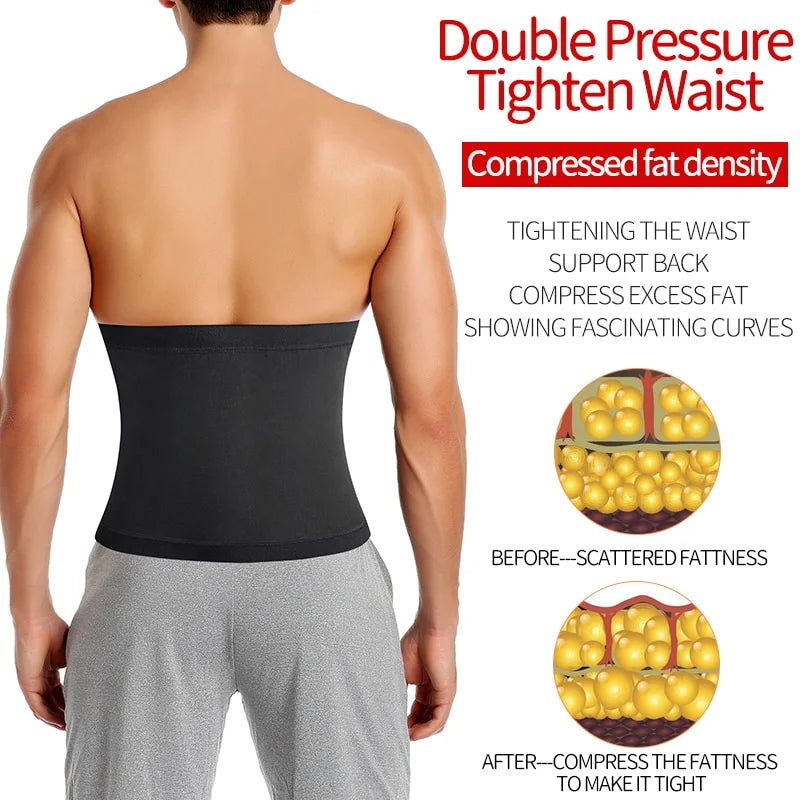 Men's Sports Body Shaper Belt Fitness Sweat Trimmer Belt Waist Trainer Fat Burner Weight Loss Shapewear Slimming Wraps Waistband