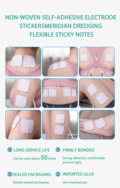 10Pcs 2mm Plug Non-woven Fabric Reusable Self Adhesive Electrode Pads Conductive Gel Pad Body Digital  Massager