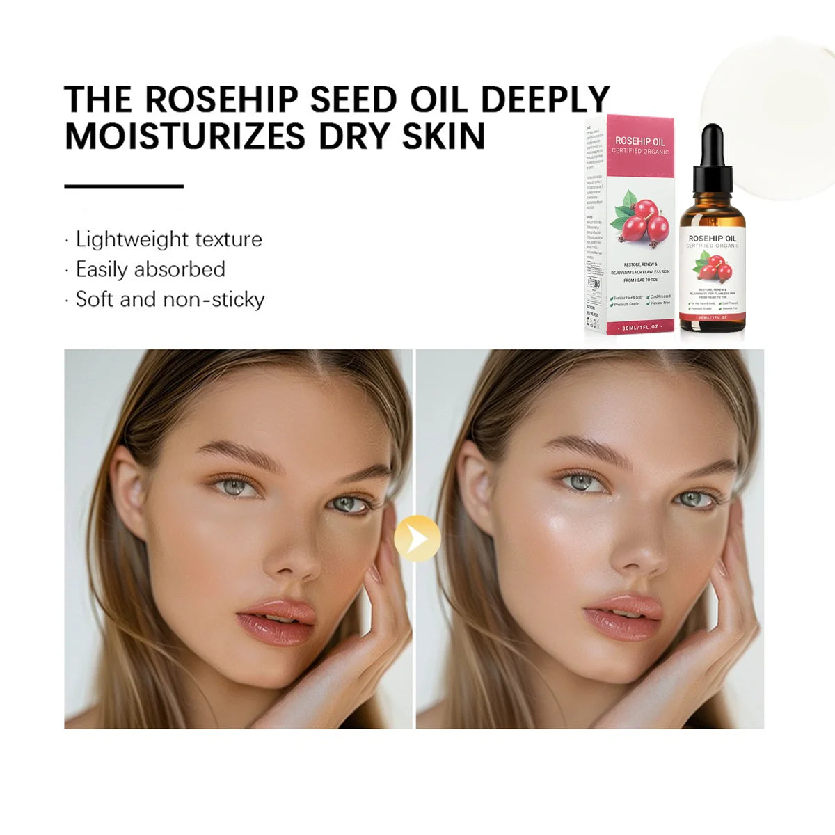 Rose facial essential oil, body care, moisturizing, softening, hair care, massage essential oil