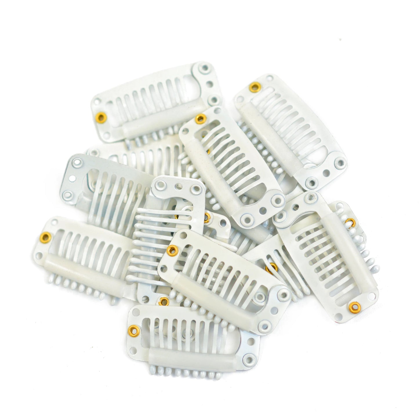 12 pcs 32mm 9-teeth Hair Extension Clips Wig Clips Combs Snap Clips with Rubber for Hair Extension Toupee DIY