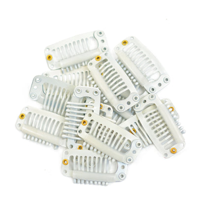 12 pcs 32mm 9-teeth Hair Extension Clips Wig Clips Combs Snap Clips with Rubber for Hair Extension Toupee DIY