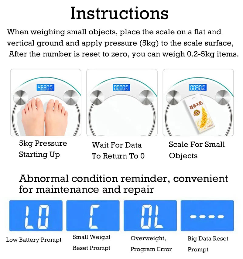 Round Shape Digital Body Weight Scale High-Definition LCD Display Bathroom Scale Floor Electronic Scales Precision 0.2-180KG