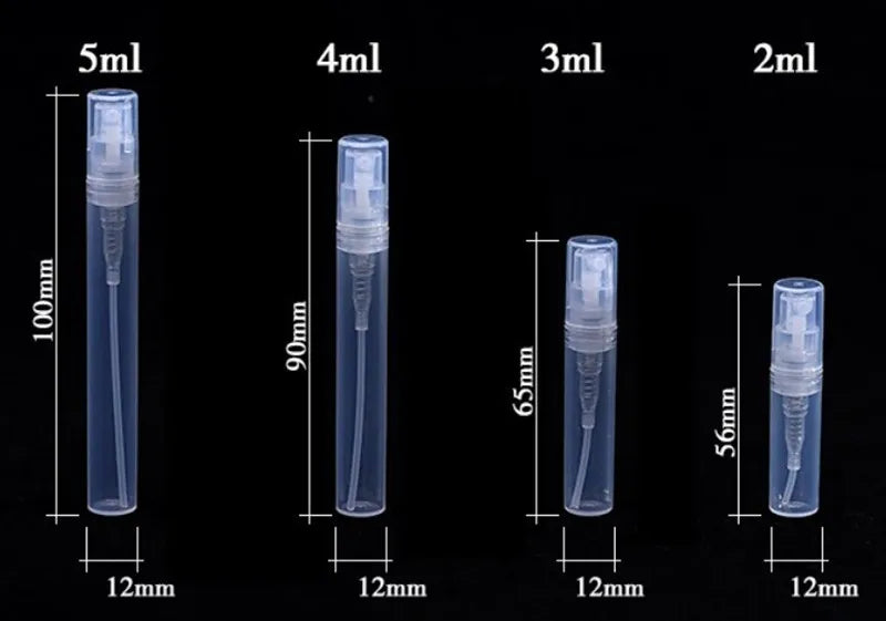 100pcs/lot 2ml 3ml 4ml 5ml Small Round Plastic Containers Perfume Bottles Atomizer Empty Cosmetic Containers For Sample