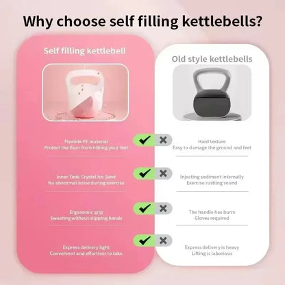 2-8KG Soft Water-filled Kettlebells Home Fitness Weight-bearing Kettlebell Sport Yoga Hip Deep Squat Weight Loss Exercise Equip