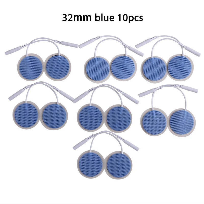 10Pcs 2mm Plug Non-woven Fabric Reusable Self Adhesive Electrode Pads Conductive Gel Pad Body Digital  Massager