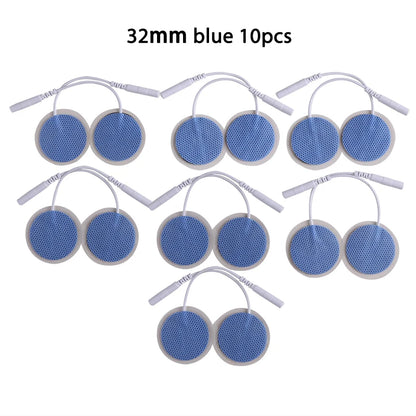 10Pcs 2mm Plug Non-woven Fabric Reusable Self Adhesive Electrode Pads Conductive Gel Pad Body Digital  Massager