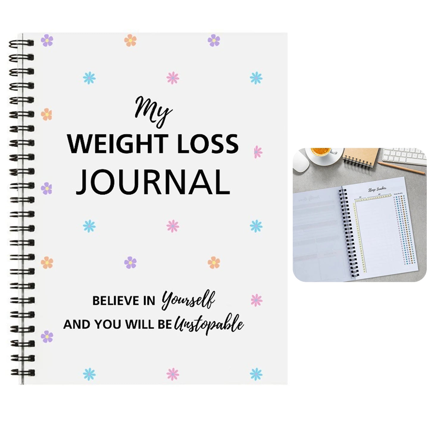Weight Loss Journal for Women & Men Fitness Planner Diet Tracker Notebook for Home School Office Business