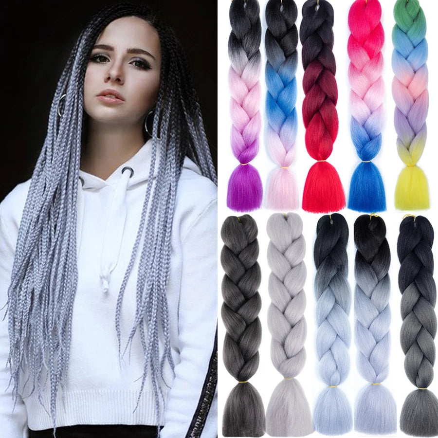 Super Long 165G 200cm Hair Synthetic Jumbo Braiding Hair Extension Heat Resistant Fiber African Ombre Jumbo Braid Hair Women