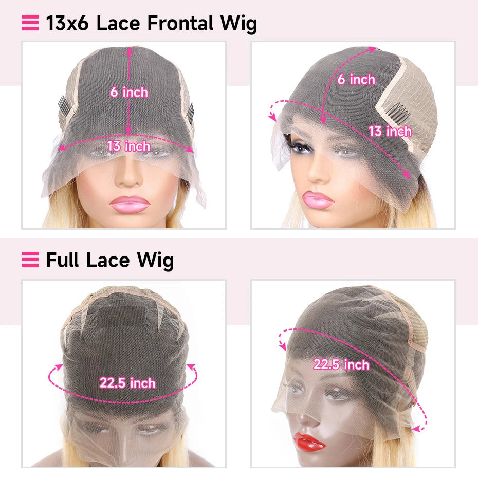 13x6 Lace Frontal Wig 1B 613 Ombre Blonde Full Lace Human Hair Wig Dark Roots Pre Plucked  Lace Front Human Hair Wigs for Women