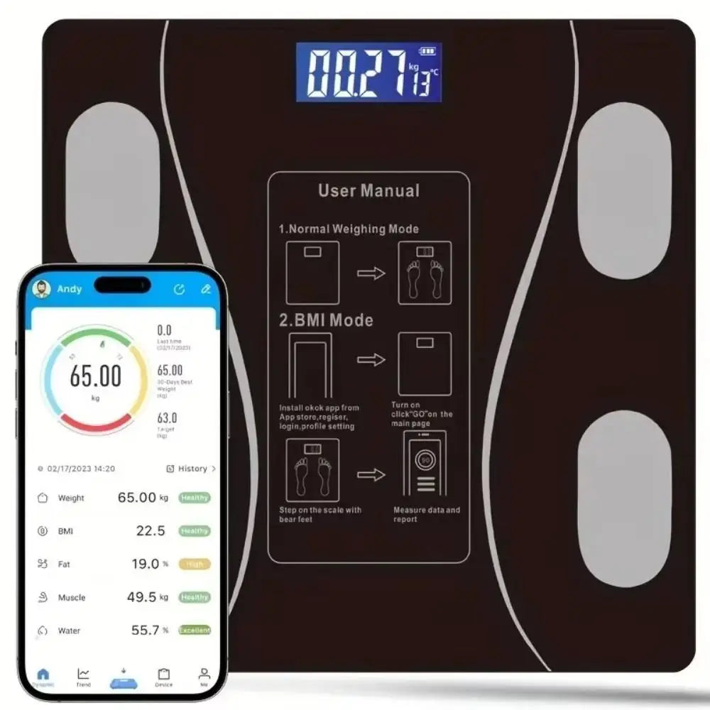 LED Display Smart Body Fat Scale Wireless Digital Measurement Bluetooth Body Fat Scale Digital Square Weight Loss Scale