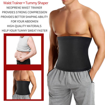 Men's Sports Body Shaper Belt Fitness Sweat Trimmer Belt Waist Trainer Fat Burner Weight Loss Shapewear Slimming Wraps Waistband