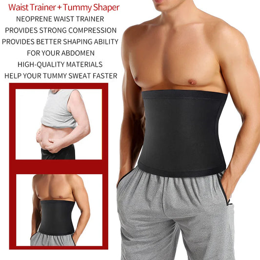 Men's Sports Body Shaper Belt Fitness Sweat Trimmer Belt Waist Trainer Fat Burner Weight Loss Shapewear Slimming Wraps Waistband