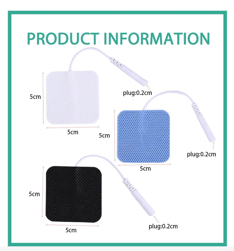 10Pcs 2mm Plug Non-woven Fabric Reusable Self Adhesive Electrode Pads Conductive Gel Pad Body Digital  Massager