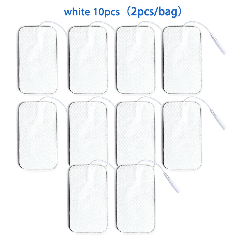 10Pcs 2mm Plug Non-woven Fabric Reusable Self Adhesive Electrode Pads Conductive Gel Pad Body Digital  Massager