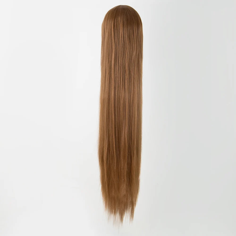 Fei-Show Black Wig 100CM/40 Inches Synthetic Heat Resistant Fiber Long Halloween Carnival Costume Cos-play Straight Hair