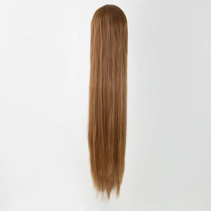Fei-Show Black Wig 100CM/40 Inches Synthetic Heat Resistant Fiber Long Halloween Carnival Costume Cos-play Straight Hair