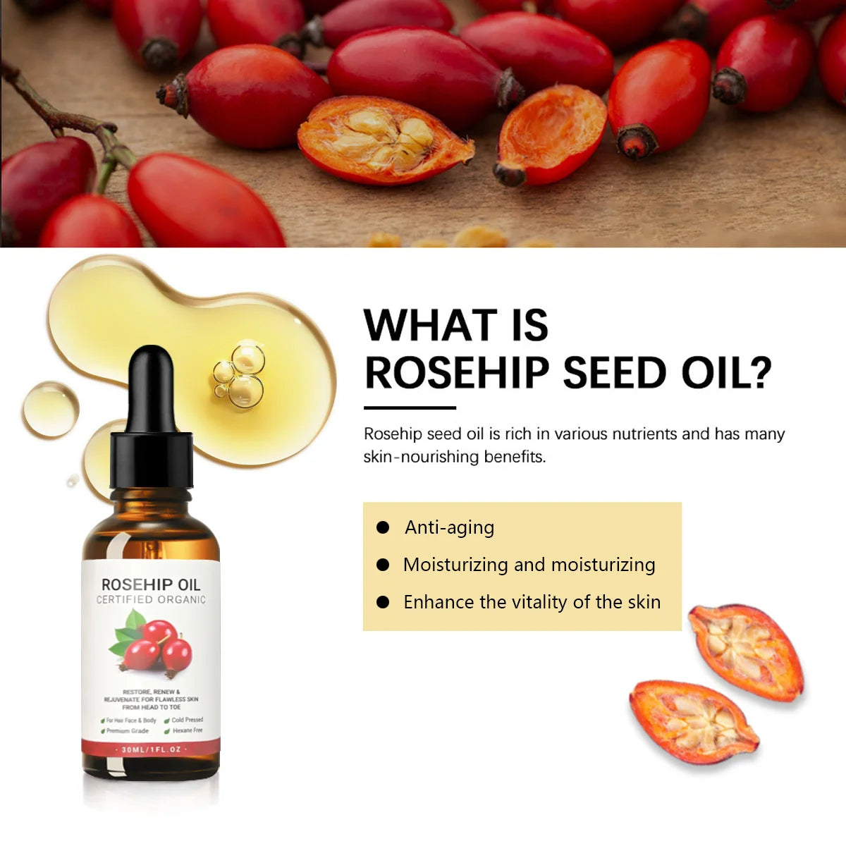 Rose facial essential oil, body care, moisturizing, softening, hair care, massage essential oil