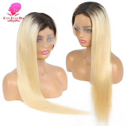 13x6 Lace Frontal Wig 1B 613 Ombre Blonde Full Lace Human Hair Wig Dark Roots Pre Plucked  Lace Front Human Hair Wigs for Women