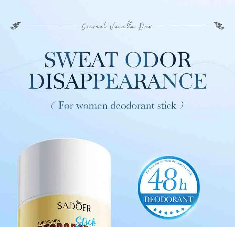 SADOER Women Anti Sweat Deodorant Roller Sweaty Body Armpits Underarm Neck Reduces Odor Refreshing Stop Sweating Cream