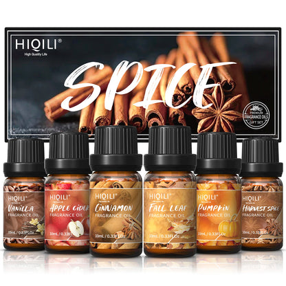HIQILI Fragrance Oil Set, 6 PCS*10mL Pure Perfume Oil Set for Gift Aromatherapy Diffuser DIY Perfume Candle Soap Making
