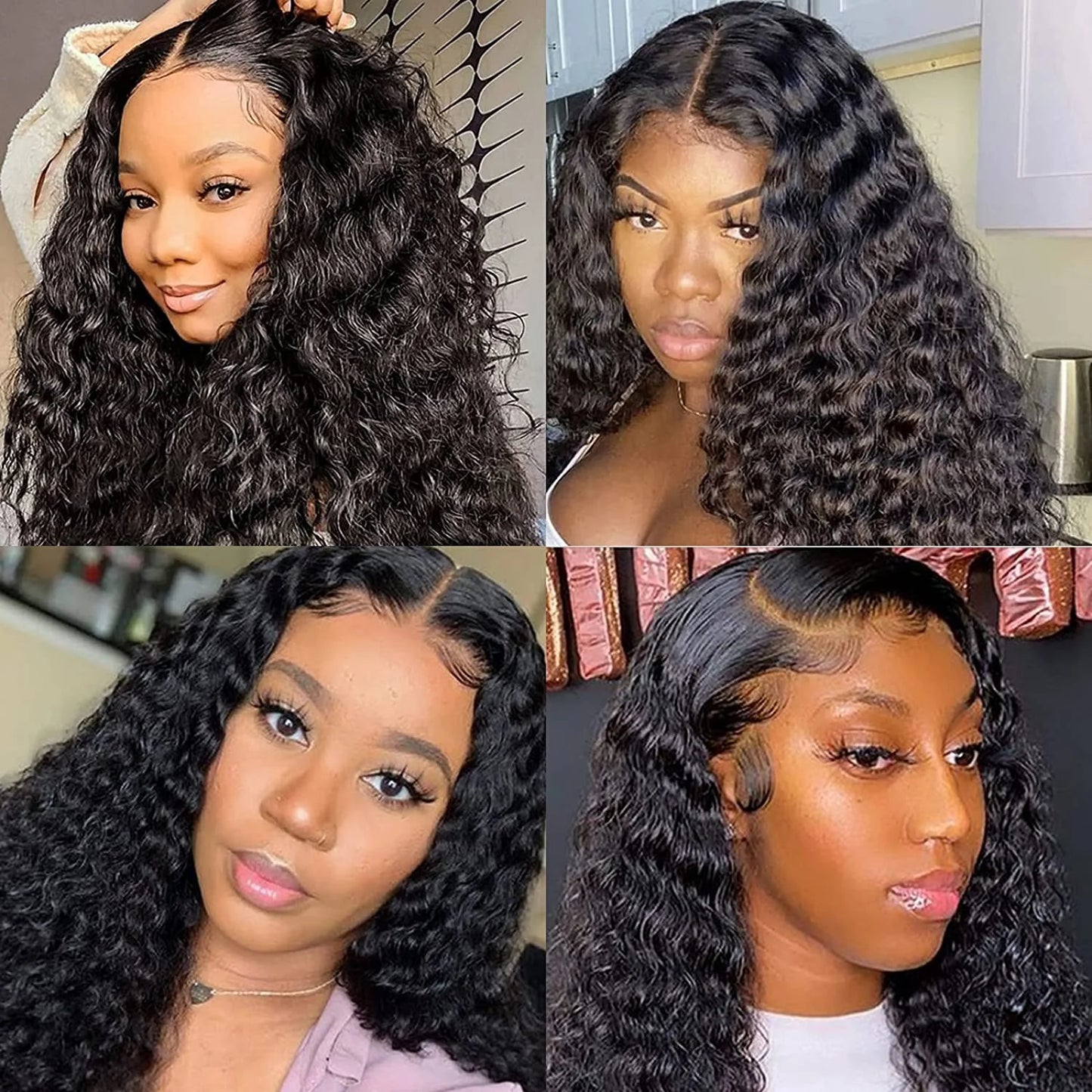 Deep Wave 4 Bundles Deal 12A Brazilian Virgin Human Hair 100% Unprocessed Water Wave Curly Human Hair Extensions Loose Deep Wave