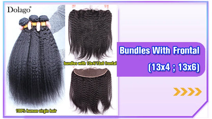 Kinky Straight Bundles Weave Coarse Yaki Straight Weaving Raw Indian Human Hair Bundles With Closure Hair Extensions For Women