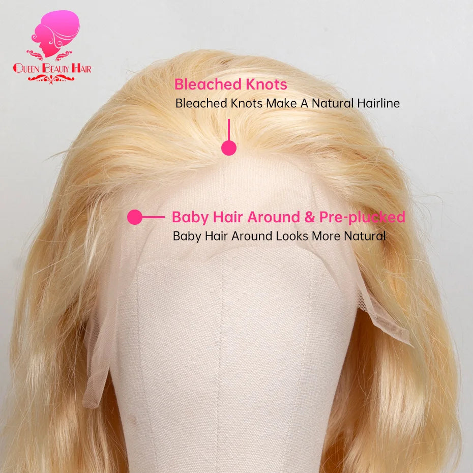 13x6 Lace Frontal Wig 1B 613 Ombre Blonde Full Lace Human Hair Wig Dark Roots Pre Plucked  Lace Front Human Hair Wigs for Women