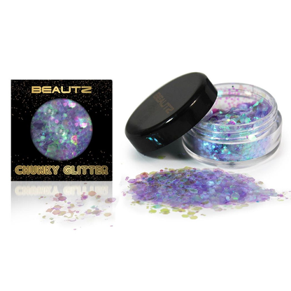 Beautz Chunky Glitter Available in 5 Varieties 10ml pot with 5g of Cosmetic Glit[Unicorn]