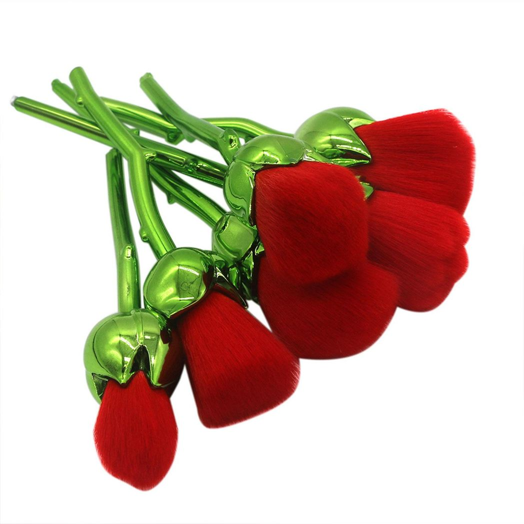 Beauty and the Beast-Inspired Rose Makeup Brushes with Glossy Handles